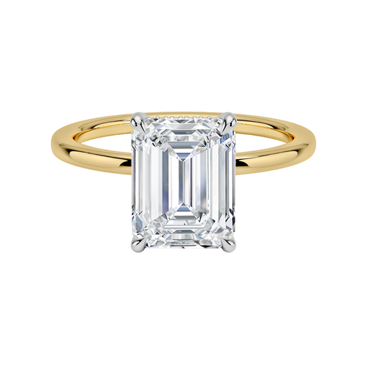 1 TO 5 CT Lab Grown Emerald Cut Diamond Hidden Halo Ring in 10K/14K/18K Gold | Pooja Diamonds|IGI Certified Lab Diamond