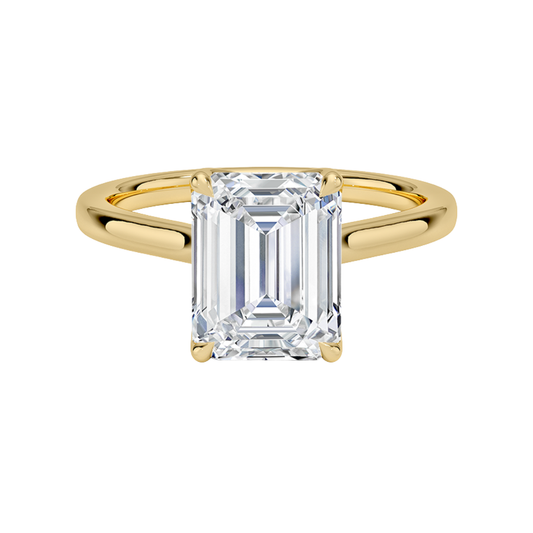 1 TO 5 CT Designer Emerald Cut Lab Grown Diamond Elodie Cathedral Solitaire Ring in 10K/14K/18K Gold | Pooja Diamond | IGI Certified Lab Diamond