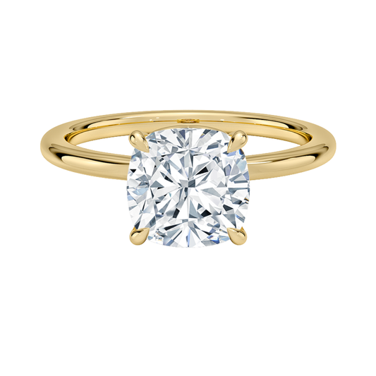 1 TO 5 CT Lab Grown Cushion Cut Diamond Hidden Heart Solitaire Ring in 10K/14K/18K Gold | Classic Engagement Ring |IGI Certified Lab Diamond