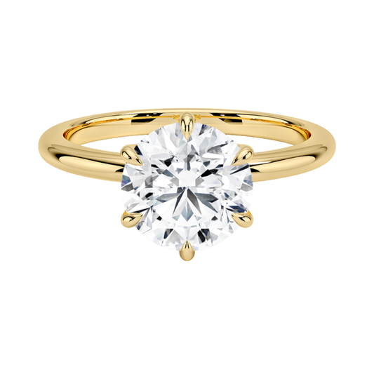1 TO 5 CT Lab Grown Round Cut Esme Hidden Halo Diamond Ring with Hidden Accents in 10K/14K/18K Gold | Pooja Diamond | IGI Certified Lab Diamond