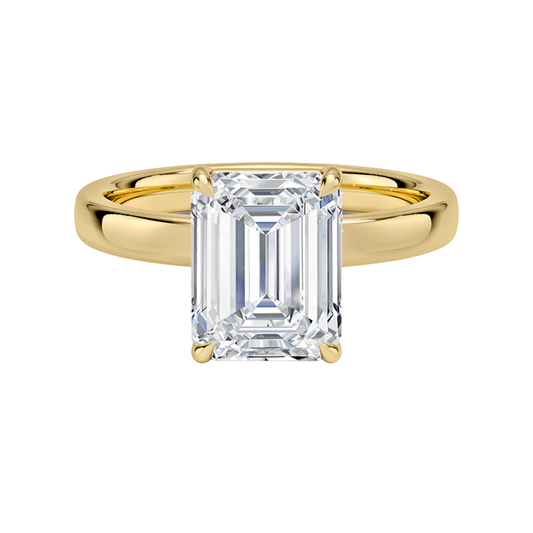 1 TO 5 CT Lab Grown Emerald Cut Diamond Fairmined Perfect Fit Solitaire 2.5mm Ring in 10K/14K/18K Gold | Classic Four-Prong Setting | IGI Certified Lab Diamond