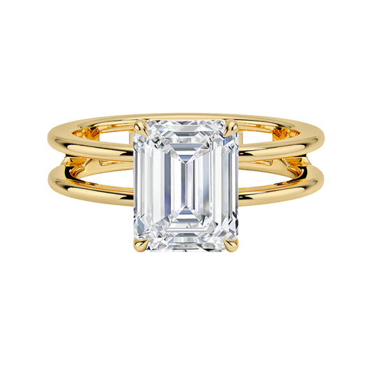 1 TO 5 CT Lab Grown Emerald Cut Diamond Split Shank Ring in 10K/14K/18K Gold | Pooja Diamonds |IGI Certified Lab Diamond