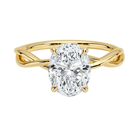 1 TO 5 CT Lab Grown Oval Cut Diamond Engagement Ring in 10K/14K/18K Gold | Twisted Shank Solitaire | Pooja Diamonds|IGI Certified Lab Diamond