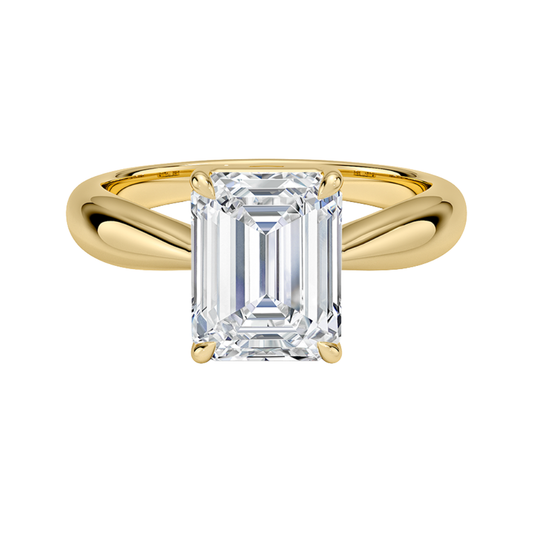 1 To 5 Ct Thea Tapered Solitaire Emerald Cut Lab Grown Diamond Ring | Pooja Diamond | IGI Certified Lab Diamond