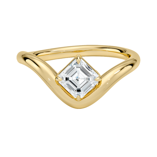 1 To 5 Ct Modern Lab Grown Asscher Cut Diamond Silhouette Solitaire Ring in 10K/14K/18K Gold | Pooja Diamond | IGI Certified Lab Diamond