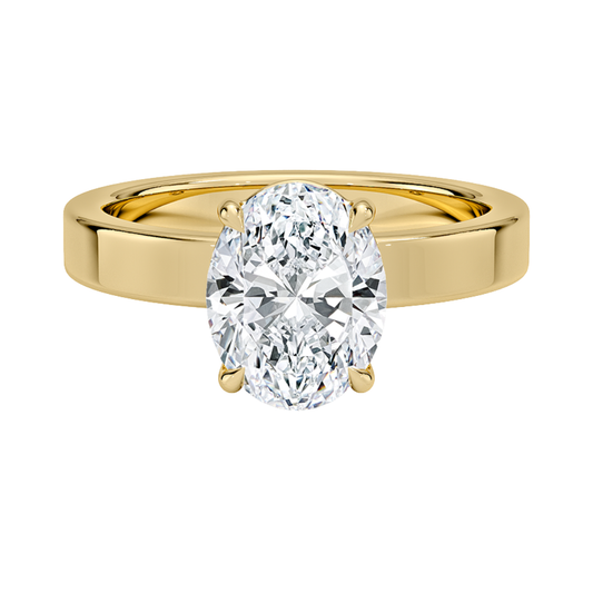 1 TO 5 CT Lab Grown Oval Cut Diamond Peyton 3mm Solitaire Ring in 10K/14K/18K Gold – Classic Flat Band Design | IGI Certified Lab Diamond