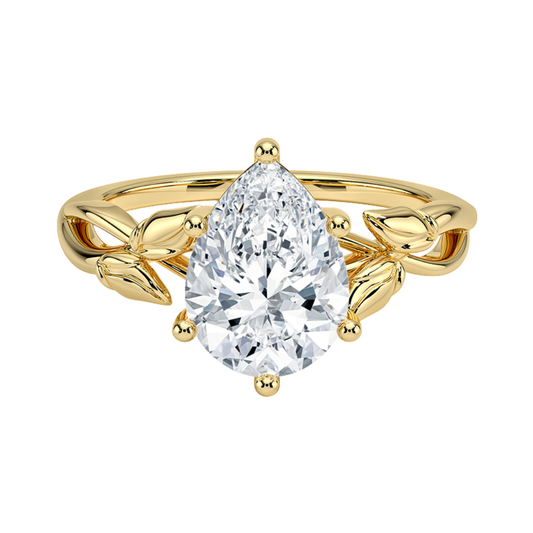 1 TO 5 CT Lab Grown Pear Cut Diamond Ring in 10K/14K/18K Gold | Twisted Split Shank Solitaire | IGI Certified Lab Diamond