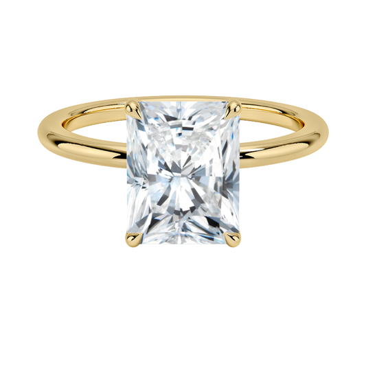 1 TO 5 CT Lab Grown Radiant Cut Diamond Fairmined 1.5mm Comfort Fit Solitaire Ring in 10K/14K/18K Gold | Elegant Four-Prong Setting | IGI Certified Lab Diamond