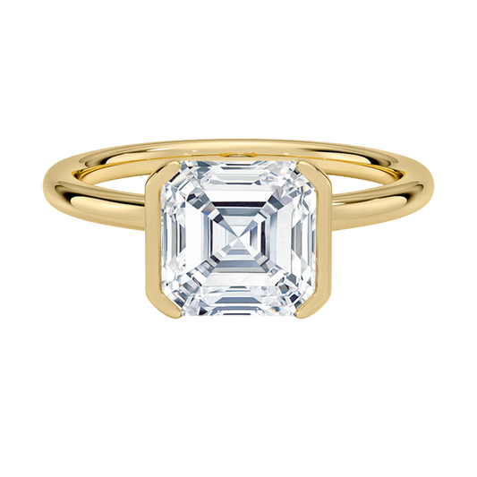 1 TO 5 CT Lab Grown Asscher Cut Diamond Annika Semi-Beze Solitaire Ring in 10K/14K/18K Gold | Pooja Diamonds | IGI Certified Lab Diamond