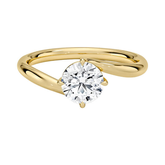 1 TO 5 CT Lab Grown Round Cut Diamond Atelier Solitaire Ring in 10K/14K/18K Gold | Twisted Band Engagement Ring | IGI Certified Lab Diamond