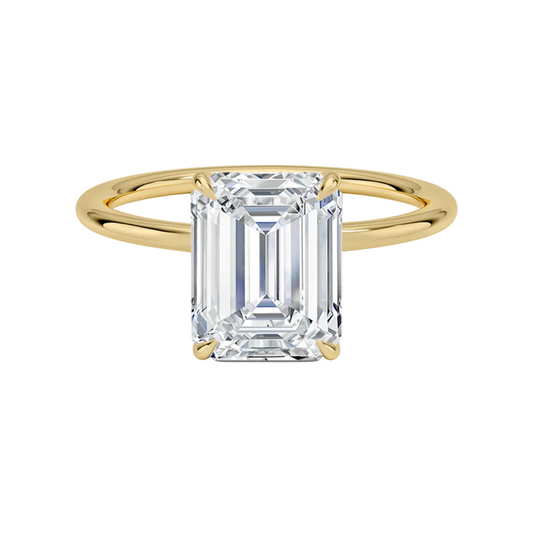 1 TO 5 CT Modern Emerald Cut Lab Grown Diamond Entwined Solitaire Ring in 10K/14K/18K Gold | Pooja Diamond | IGI Certified Lab Diamond