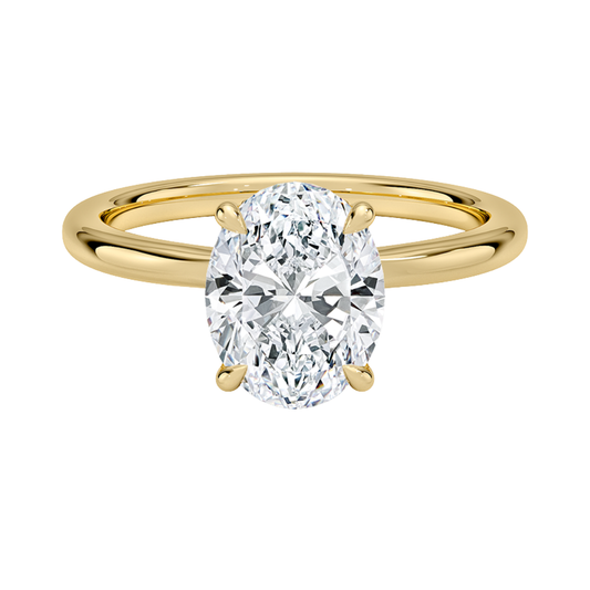1 TO 5 CT Lab Grown Oval Cut Hidden Heart Diamond Solitaire Ring with Diamond-Accented Gallery in 10K/14K/18K Gold |Pooja Diamond | IGI Certified Lab Diamond