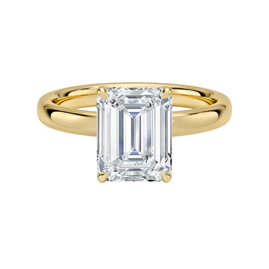1 TO 5 CT Premium Emerald Cut Lab Grown Diamond Elodie 2.5mm Solitaire Ring in 10K/14K/18K Gold | Pooja Diamond | IGI Certified Lab Diamond