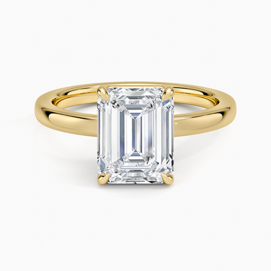 1 TO 5 CT Lab Grown Emerald Cut Diamond Solitaire Ring in 10K/14K/18K Gold | Classic Basket Setting – Pooja Diamond | IGI Certified Lab Diamond