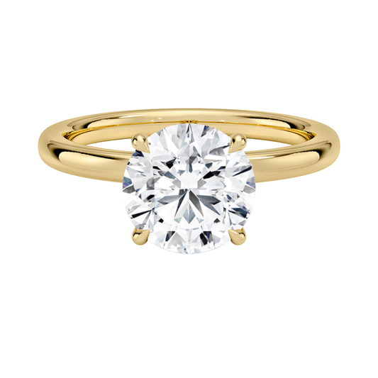1 To 5 Ct Lab Grown Round Cut Secret Halo 2mm Diamond Ring with Hidden Halo in 10K/14K/18K Gold | Pooja Diamond | IGI Certified Lab Diamond