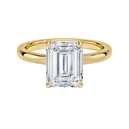 1 TO 5 CT Lab Grown Emerald Cut Diamond Alice Solitaire Ring in 10K/14K/18K Gold | Modern Bezel Setting | Pooja Diamonds| IGI Certified Lab Diamond