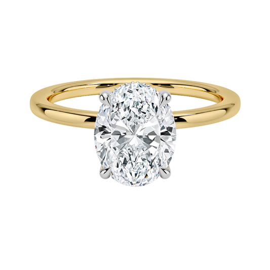 1 TO 5 CT Lab Grown Oval Cut Diamond Hidden Halo Ring in 10K/14K/18K Gold | Pooja Diamonds|IGI Certified Lab Diamond