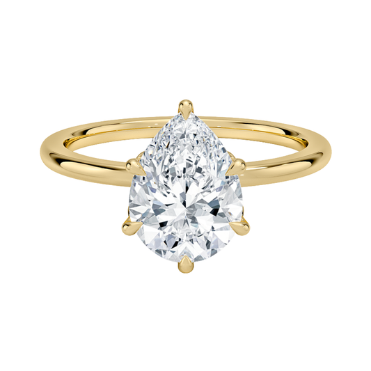 1 TO 5 CT Elegant Lab Grown Pear Cut Petal Six Prong Diamond Ring with Hidden Halo in 10K/14K/18K Gold | Pooja Diamond | IGI Certified Lab Diamond
