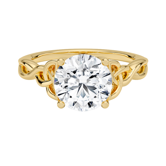 1 TO 5 CT Lab Grown Round Cut Diamond Solitaire Ring in 10K/14K/18K Gold | Elegant Twist Design – Pooja Diamond | IGI Certified Lab Diamond