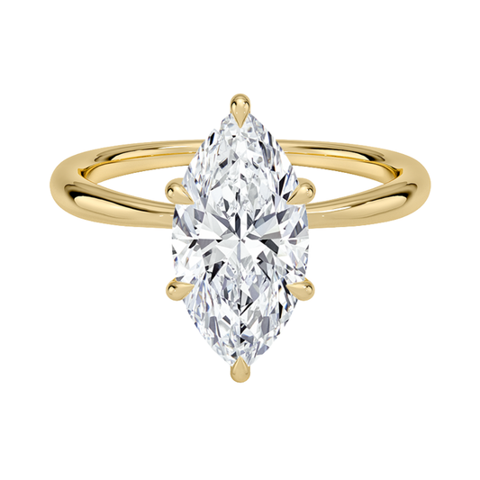 1 TO 5 CT Lab Grown Marquise Cut Diamond Freesia 2mm Solitaire Ring in 10K/14K/18K Gold | Minimalist Twisted Prong Design | IGI Certified Lab Diamond