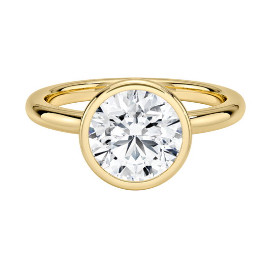 1 TO 5 CT Lab Grown Round Cut Diamond Julietta Bezel Solitaire Ring in 10K/14K/18K Gold | Pooja Diamond | IGI Certified Lab Diamond