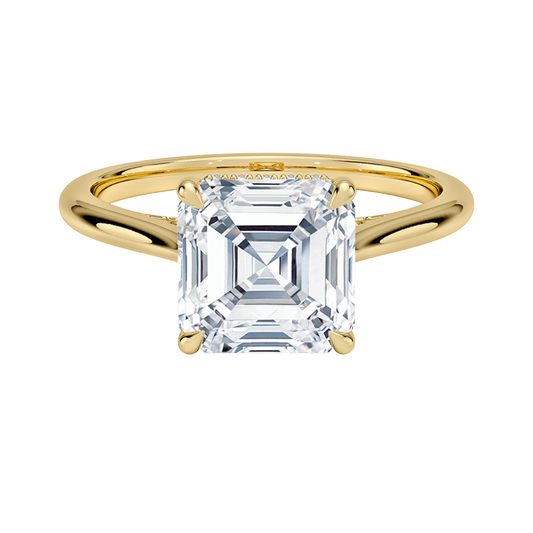 1 TO 5 CT Lab Grown Asscher Cut Diamond Ring in 10K/14K/18K Gold with Hidden Halo | Luxury Solitaire – Pooja Diamond | IGI Certified Lab Diamond