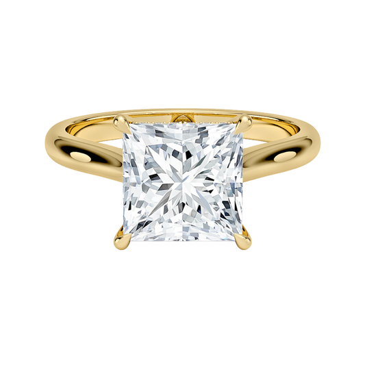 1 TO 5 CT Lab Grown Princess Cut Diamond Solitaire Ring in 10K/14K/18K Gold with Hidden Halo | Luxury Engagement Ring – Pooja Diamond |IGI Certified Lab Diamond