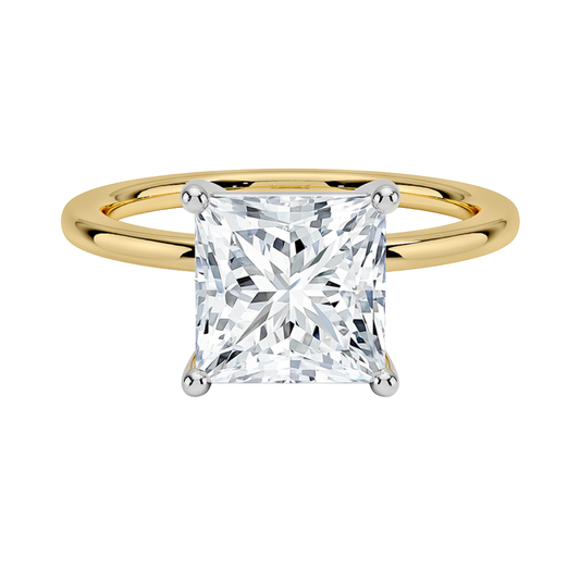 1 TO 5 CT Lab Grown Princess Cut Diamond Mixed Metal Perfect Fit Solitaire Ring in 10K/14K/18K Gold – Classic High-Set Design | Pooja Diamond | IGI Certified Lab Diamond