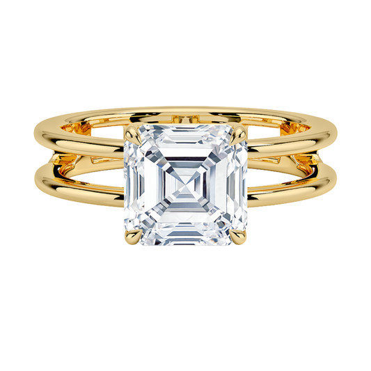 1 TO 5 CT Lab Grown Asscher Cut Diamond Split Shank Ring in 10K/14K/18K Gold | Pooja Diamonds |IGI Certified Lab Diamond