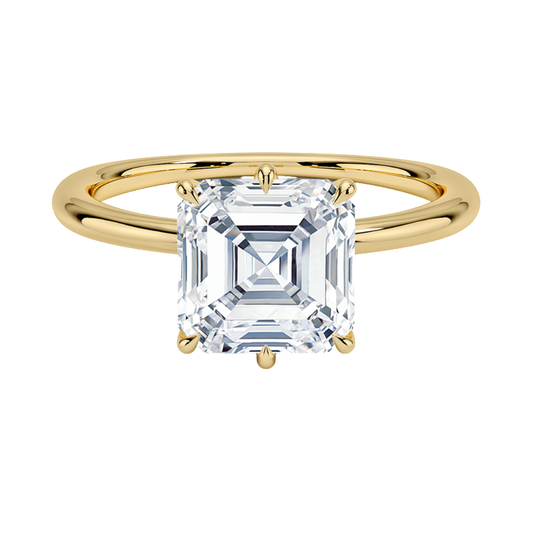 1 TO 5 CT Lab Grown Asscher Cut Diamond Freesia Six-Prong Solitaire Ring in 10K/14K/18K Gold | Pooja Diamond | IGI Certified Lab Diamond
