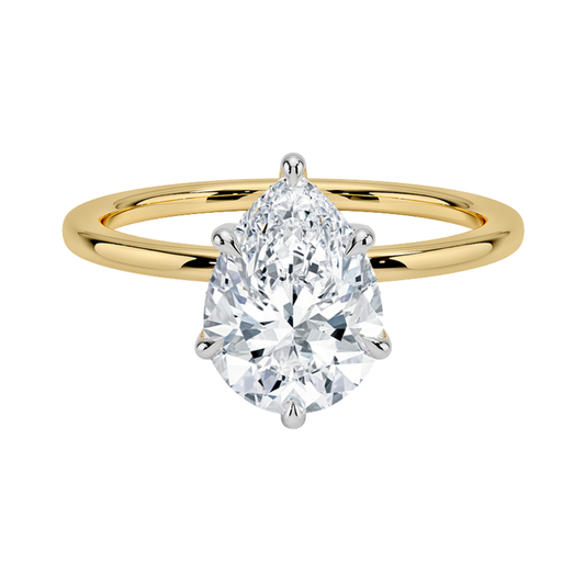1 TO 5 CT Lab Grown Pear Cut Diamond Hidden Halo Ring in 10K/14K/18K Gold | Pooja Diamonds|IGI Certified Lab Diamond