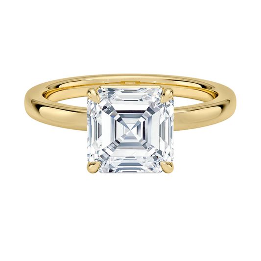 1 TO 5 CT Lab Grown Asscher Cut Diamond Solitaire Ring in 10K/14K/18K Gold | Classic Basket Setting – Pooja Diamond | IGI Certified Lab Diamond