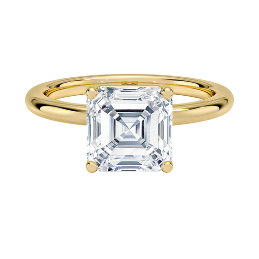 1 To 5 Ct Sydney Perfect Fit 2mm Asscher Cut Lab Grown Diamond Solitaire Ring in 10K/14K/18K Gold | Pooja Diamond | IGI Certified Lab Diamond