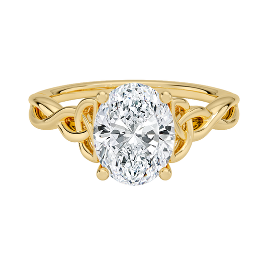 1 TO 5 CT Lab Grown Oval Cut Diamond Solitaire Ring in 10K/14K/18K Gold | Elegant Twist Design – Pooja Diamond | IGI Certified Lab Diamond