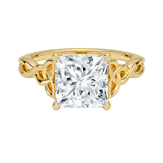 1 TO 5 CT Lab Grown Princess Cut Diamond Solitaire Ring in 10K/14K/18K Gold | Elegant Twist Design – Pooja Diamond | IGI Certified Lab Diamond