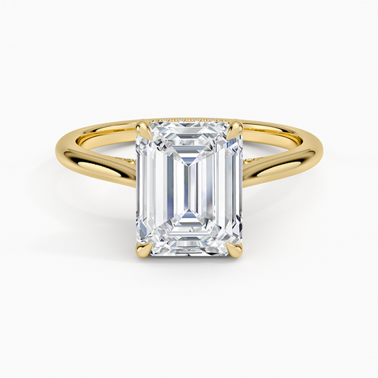 1 TO 5 CT Lab Grown Emerald Cut Diamond Ring in 10K/14K/18K Gold with Hidden Halo | Luxury Solitaire – Pooja Diamond | IGI Certified Lab Diamond