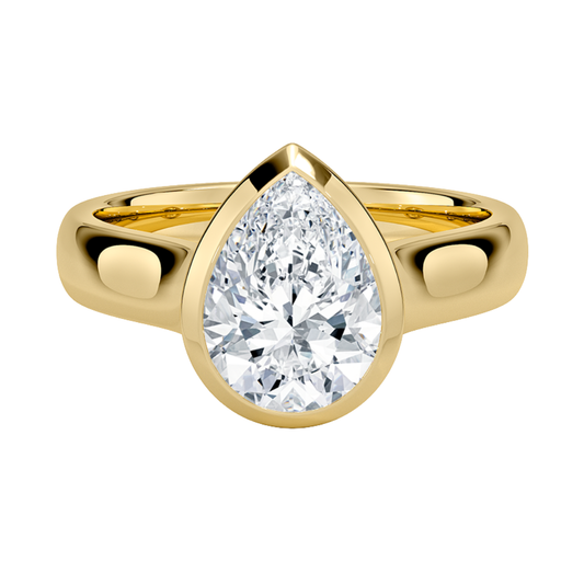 1 TO 5 CT Modern lab grown Pear cut diamond solitaire ring in 10K/14K/18K gold with T-bar setting | Pooja Diamond | IGI Certified Lab Diamond