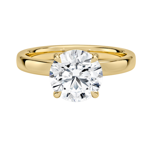 1 TO 5 CT Lab Grown Round Cut Diamond Fairmined Perfect Fit Solitaire 2.5mm Ring in 10K/14K/18K Gold | Classic Four-Prong Setting | IGI Certified Lab Diamond