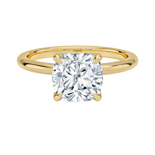 1TO 5 CT Elegant Cushion Cut Lab Grown Diamond Elodie 1.8mm Solitaire Ring in 10K/14K/18K Gold | Pooja Diamond | IGI Certified Lab Diamond