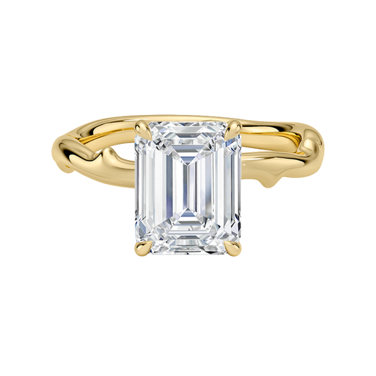 1 TO 5 CT Luxury Lab Grown Emerald Cut Rose Thorn Hidden Accent Diamond Ring with Pave Basket in 10K/14K/18K Gold | Pooja Diamond | IGI Certified Lab Diamond