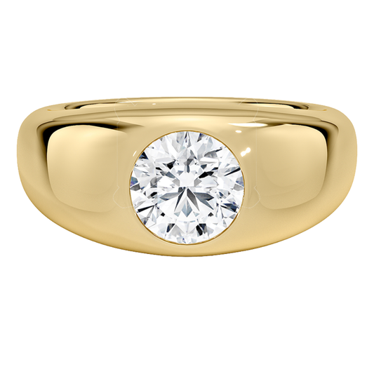 1 To 5 Ct Sloane Flush Set Round Cut Lab Grown Diamond Dome Ring – Bold 10K/14K/18K Gold Solitaire | Pooja Diamond | IGI Certified Lab Diamond