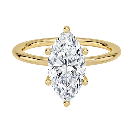 1 TO 5 CT Lab Grown Marquise Cut Gwen Perfect Fit Diamond Ring with Hidden Halo in 10K/14K/18K Gold | Pooja Diamond | IGI Certified Lab Diamond