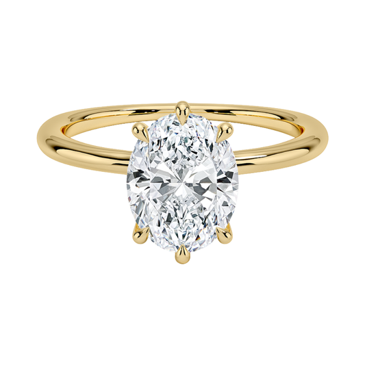 1 TO 5 CT Lab Grown Oval Cut Diamond Freesia Six-Prong Solitaire Ring in 10K/14K/18K Gold | Pooja Diamond | IGI Certified Lab Diamond