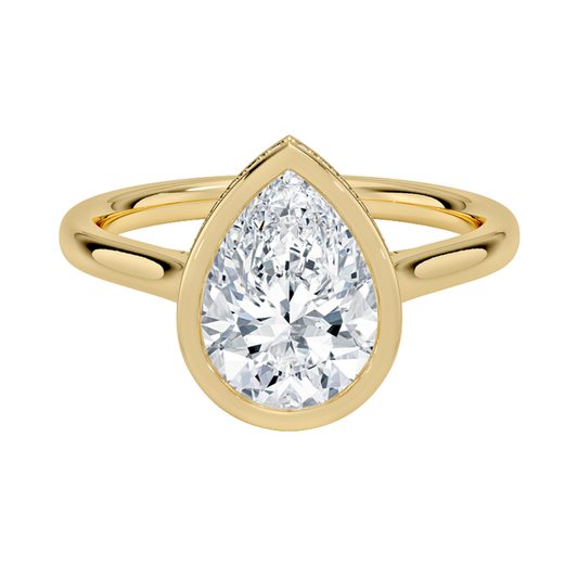 1 TO 5 CT Lab Grown Pear Cut Diamond Ring with Hidden Pavé Gallery in 10K/14K/18K Gold | Pooja Diamond | IGI Certified Lab Diamond