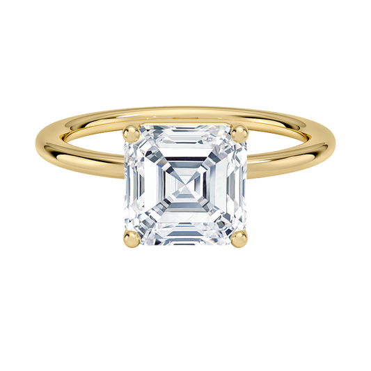 1 TO 5 CT Lab Grown Asscher Cut Solitaire Diamond Ring in 10K/14K/18K Gold – Classic Basket Setting | Pooja Diamond | IGI Certified Lab Diamond