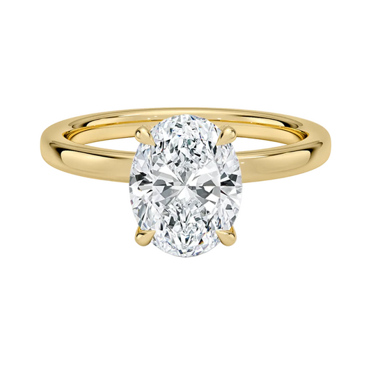 1 TO 5 CT Lab Grown Oval Cut Lumiere 2mm Diamond Ring with Hidden Halo in 10K/14K/18K Gold | Pooja Diamond | IGI Certified Lab Diamond
