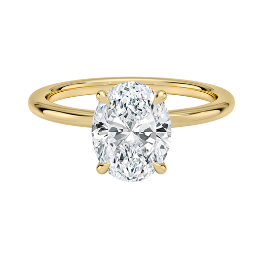 1 TO 5 CT Lab Grown Oval Cut Diamond Hidden Heart Solitaire Ring in 10K/14K/18K Gold | Classic Engagement Ring |IGI Certified Lab Diamond