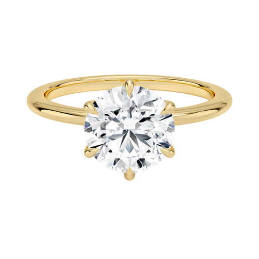 1 TO 5 CT Lab Grown Round Cut Diamond Petite Esme 1.5mm Solitaire Ring in 10K/14K/18K Gold – Elegant Cathedral Setting | IGI Certified Lab Diamond