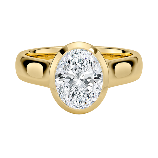 1 TO 5 CT Modern lab grown Oval cut diamond solitaire ring in 10K/14K/18K gold with T-bar setting | Pooja Diamond | IGI Certified Lab Diamond