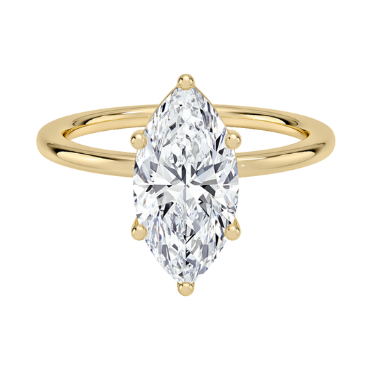 1 TO 5 CT Lab Grown Marquise Cut Diamond Perfect Fit 1.4mm Solitaire Ring in 10K/14K/18K Gold – Classic Basket Setting | Pooja Diamond | IGI Certified Lab Diamond